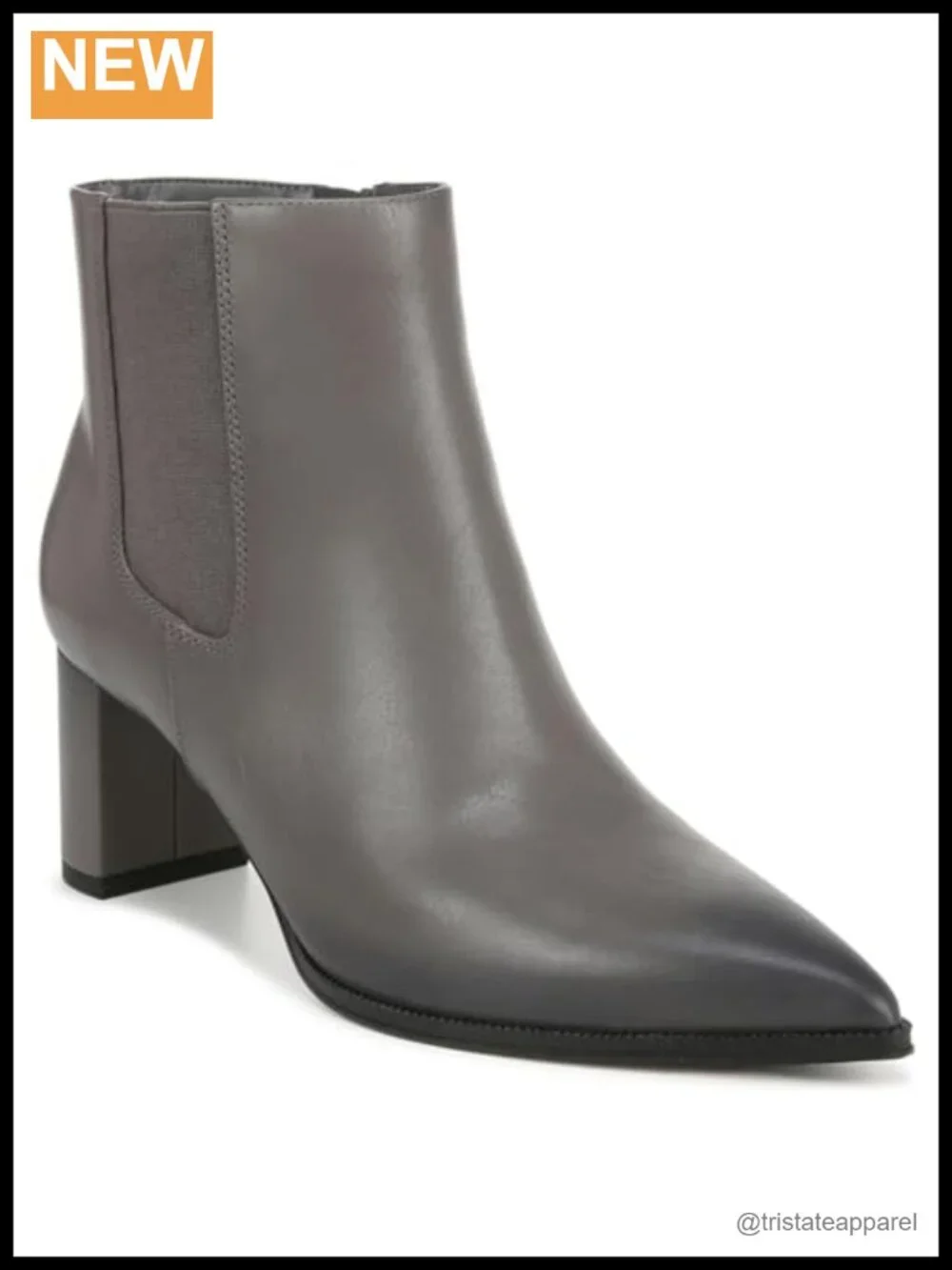 Franco Sarto Women's Heeled Ankle Booties Pointed Toe Side Zip Leather Kitten